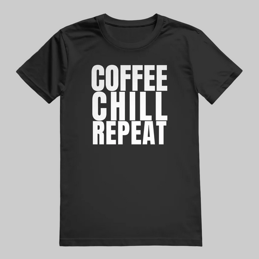 COFFEE CHILL REPEAT T-Shirt – Stylisches T-Shirt Unisex schwarz