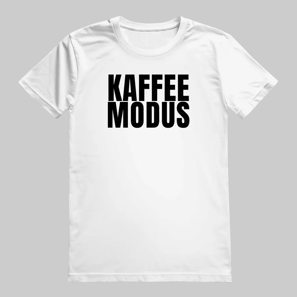 KAFFEE MODUS T-Shirt weiss – Minimalistischer T-Shirt für Kaffeeliebhaber