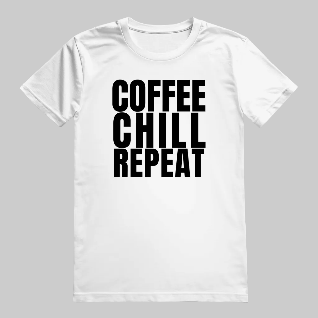 COFFEE CHILL REPEAT T-Shirt – Stylisches T-Shirt Unisex weiss