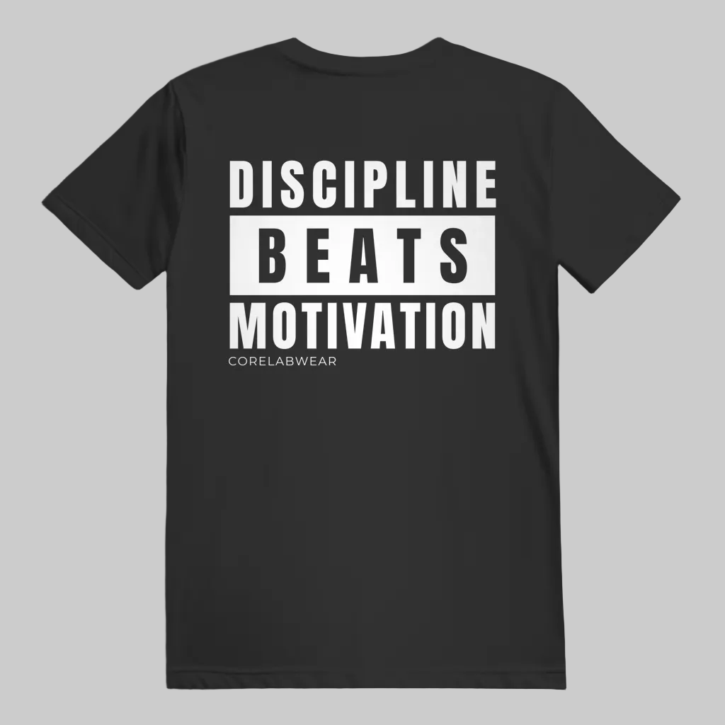 DISCIPLINE BEATS MOTIVATION – Unisex T-Shirt SCHWARZ
