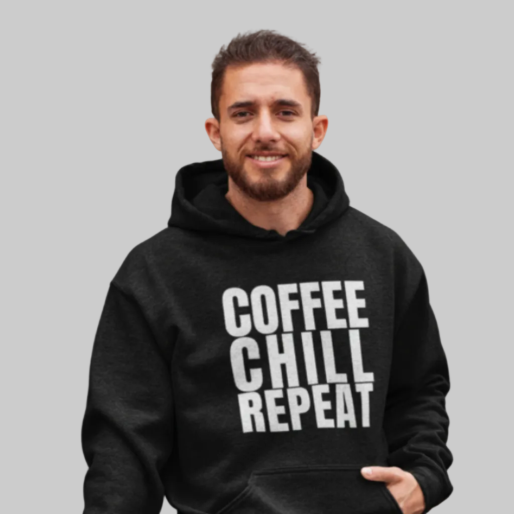 COFFEE CHILL REPEAT Hoodie – Stylischer  Kaffee Hoodie schwarz