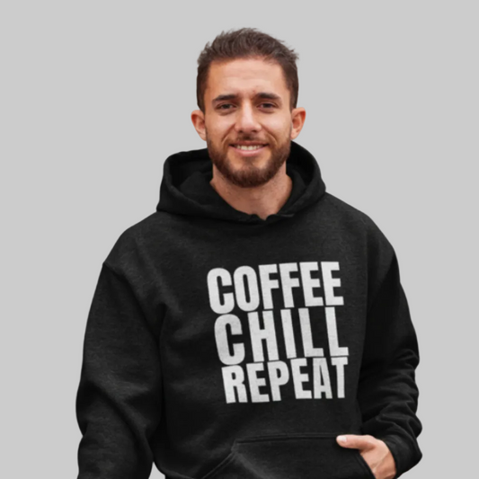 COFFEE CHILL REPEAT Hoodie – Stylischer  Kaffee Hoodie schwarz