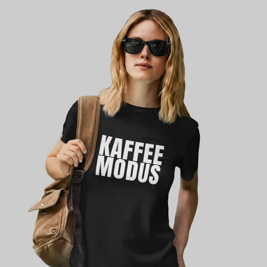 KAFFEE MODUS T-Shirt schwarz – Minimalistischer T-Shirt für Kaffeeliebhaber